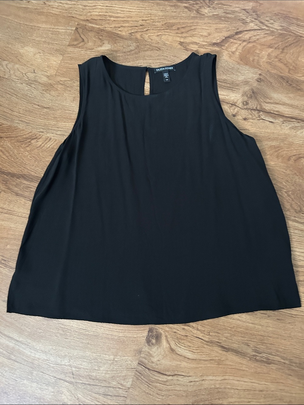 Eileen Fisher Black Sleeveless Keyhole Shell Top